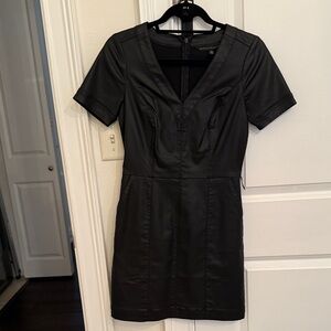 White House Black Market Elegant Faux leather Black Dress